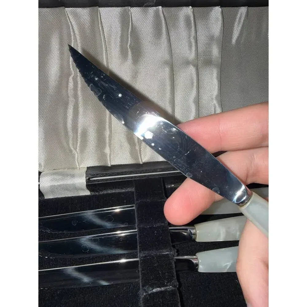 Vintage English Sheffield Stainless Steel Knives w. Mother of Pearl Handles